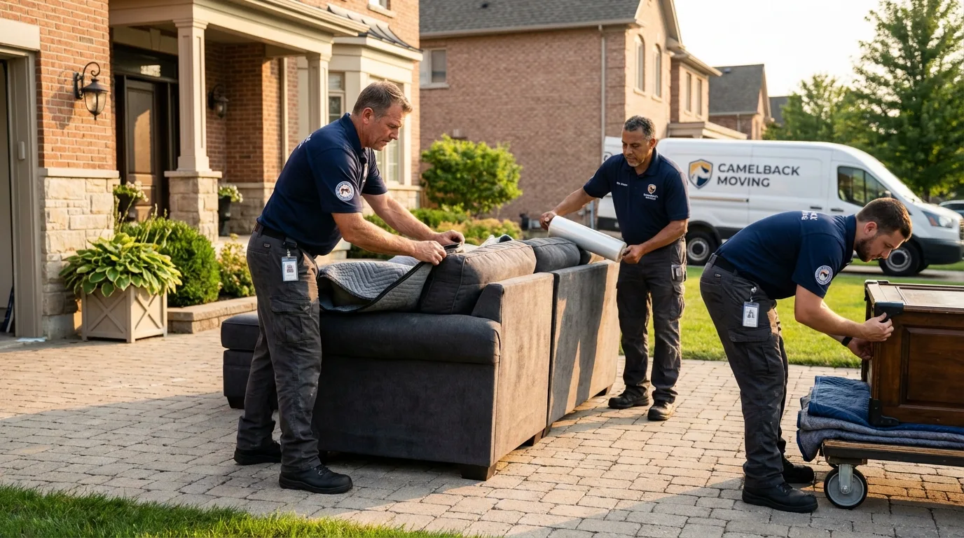 Large estate moving crew wrapping furniture in Black Earth, WI